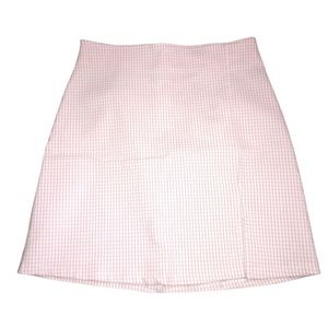 NWT Altar'd State Size Medium White/Pink Gingham Checked Print Mini Skirt